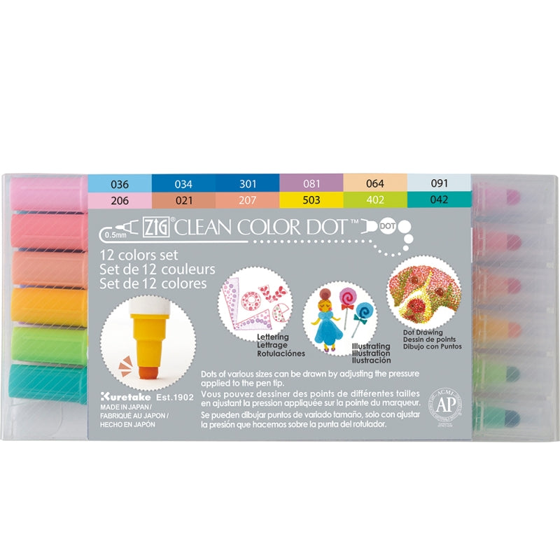 Kuretake Zig Clean Colour Dot X12 Colour Set12 Colour Set