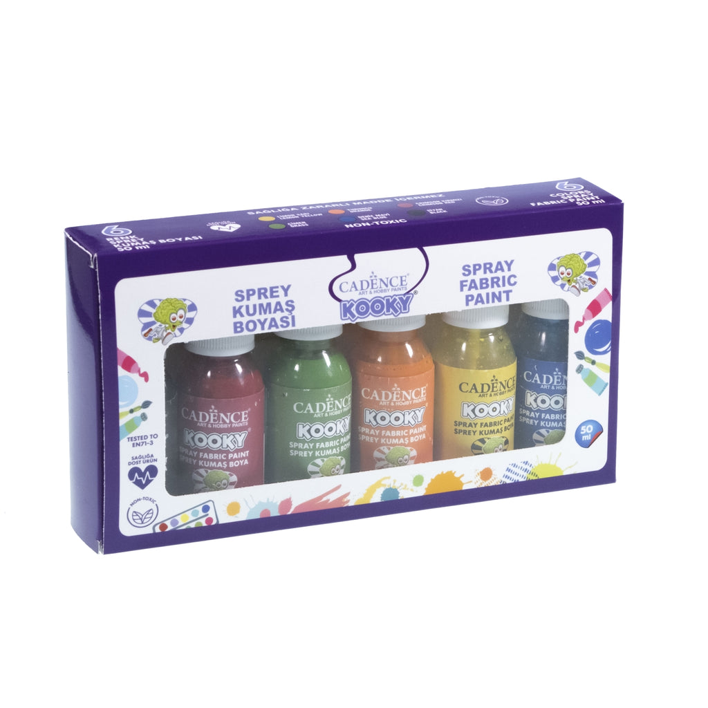 Cadence Kooky Spray Fabric Paint Set - 50 Ml ( 6 Pieces)