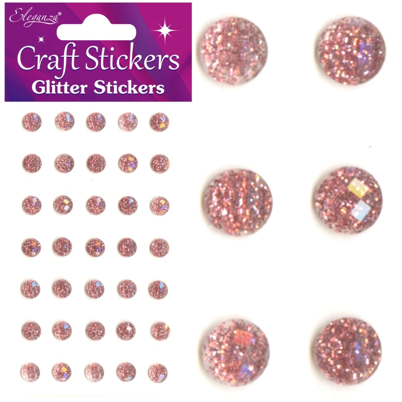 Glitter Gems Craft Stickers - 8mm - Rose Gold - 35mm Pieces