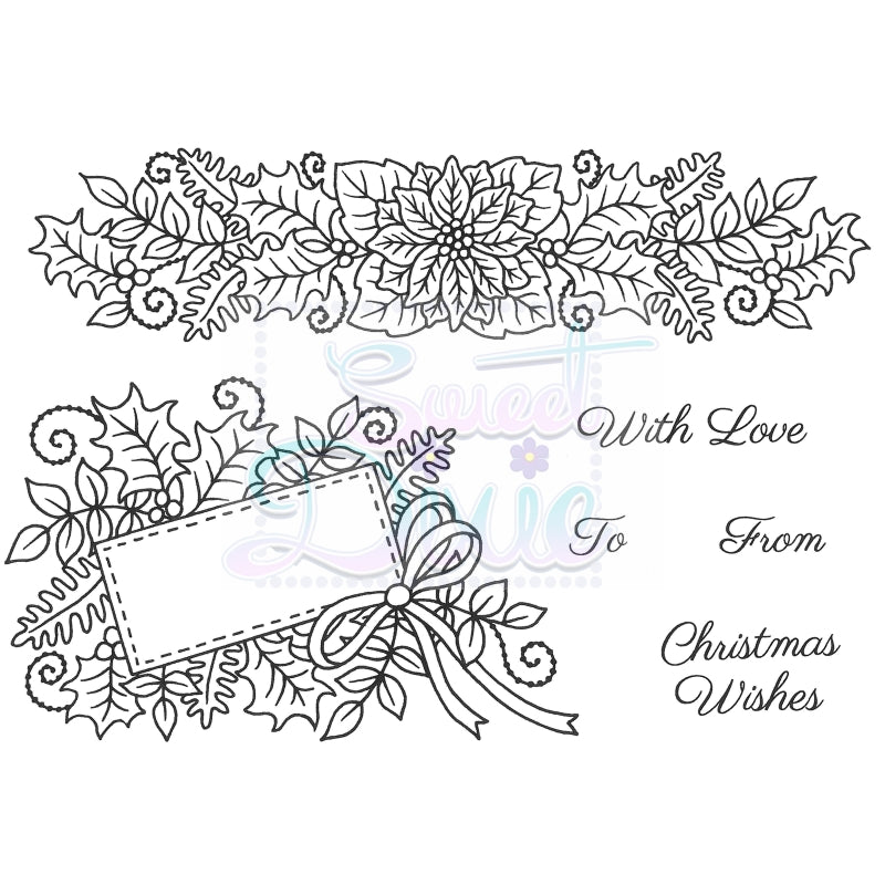 Photocentric Sue Dix Floral Christmas Border And Tag