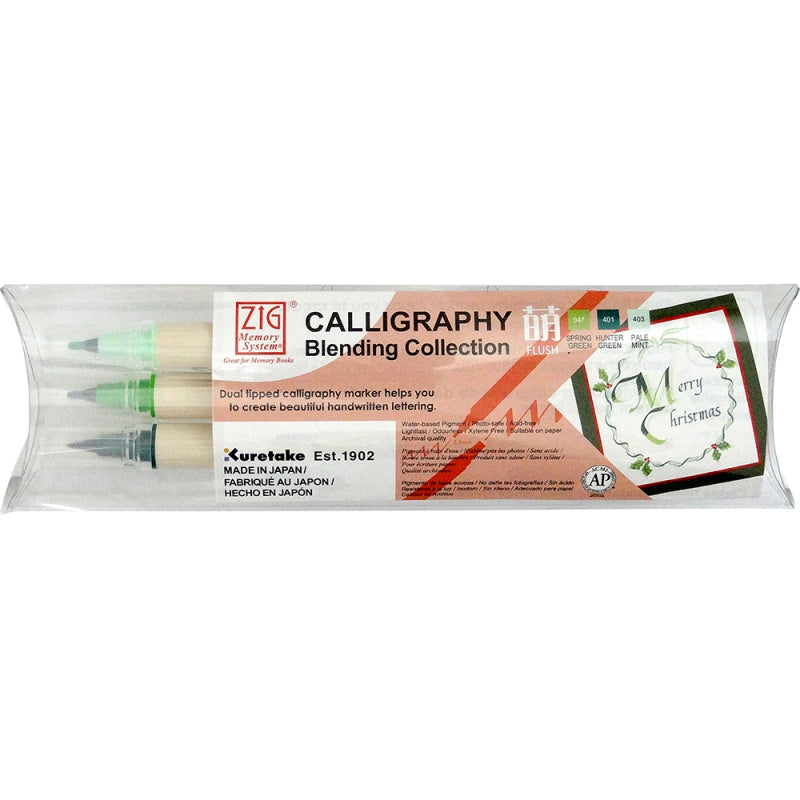 Kuretake Zig Memory Calligraphy X3 Flush3 Colour Blending Set - Flush