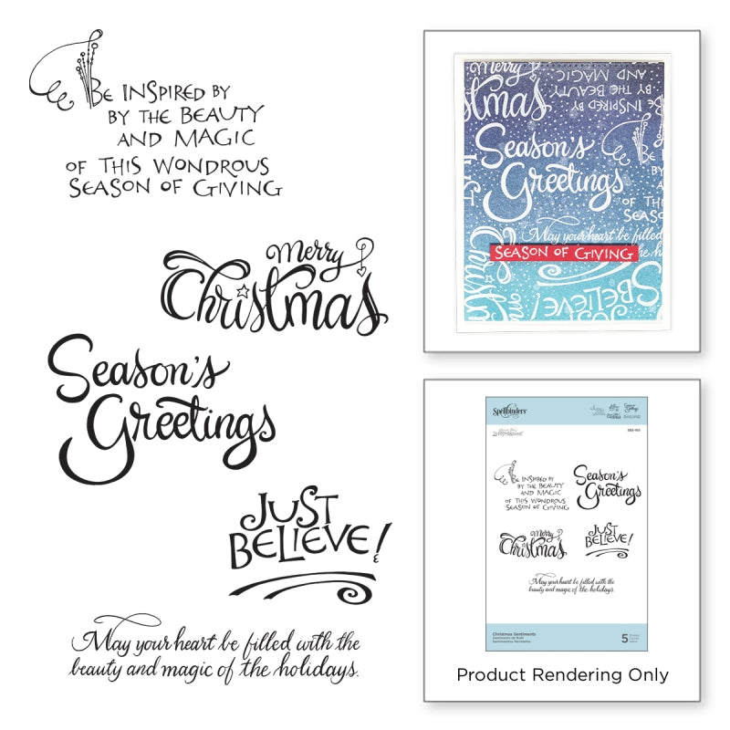 Spellbinders Christmas Sentiments Cling Rubber Stamps