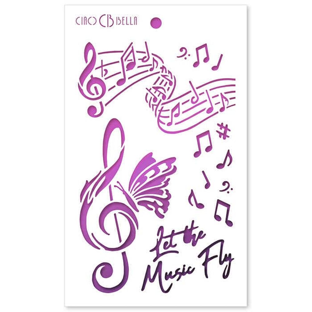 5"x8" Stencil Let The Music Fly