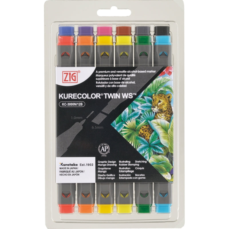 Kuretake Zig Kurecolor Twin Ws X12 Basic Set12 Colour Set - Basic Colour