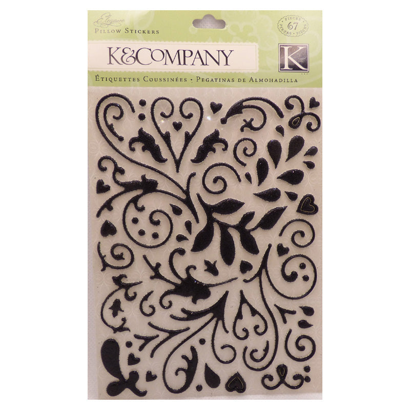 K&Company Elegance Black Puffy Glitter Sticker