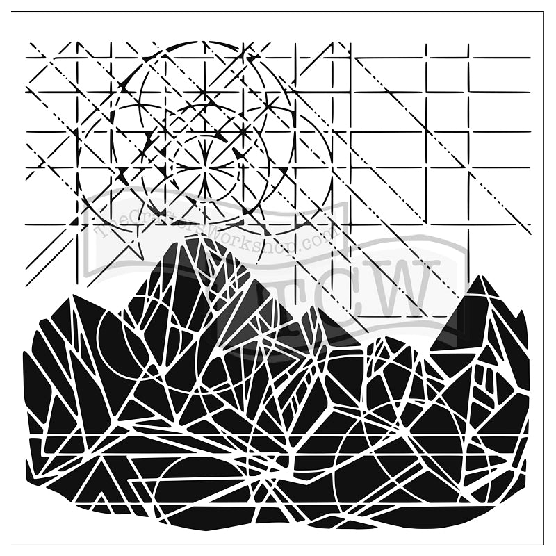 The Crafters Workshop 6x6 Stencil Geo Landscape