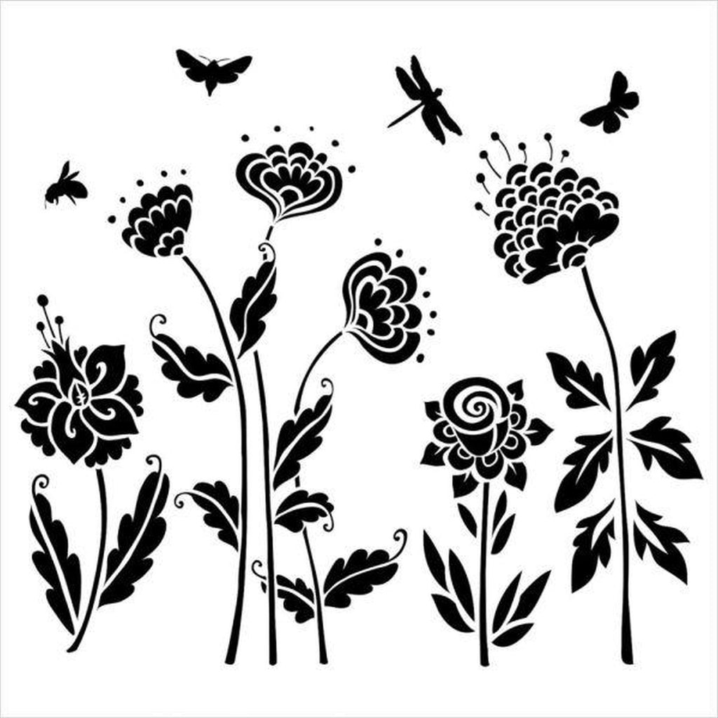 The Crafters Workshop 6x6 Stencil Flying Garden