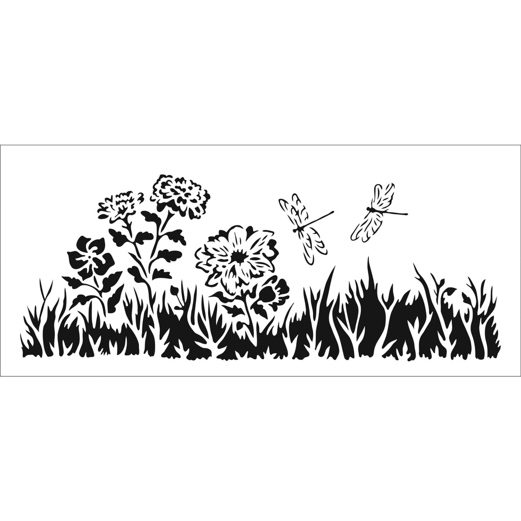 The Crafters Workshop 4x9 Slimline Stencil Meadow