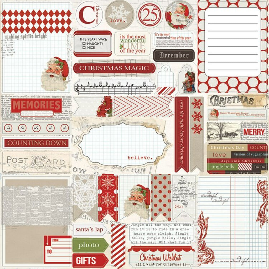 Teresa Collins Designs Santas List 12x12 Die Cut Sheet (25sheets)