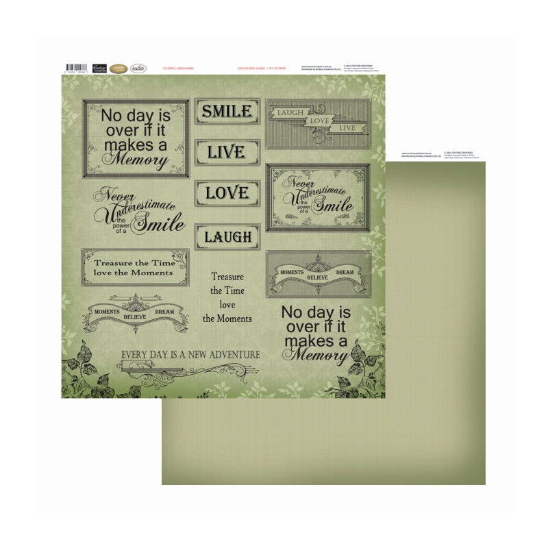 Artdeco Creations Con Green Words Packs Of 10 Sheets