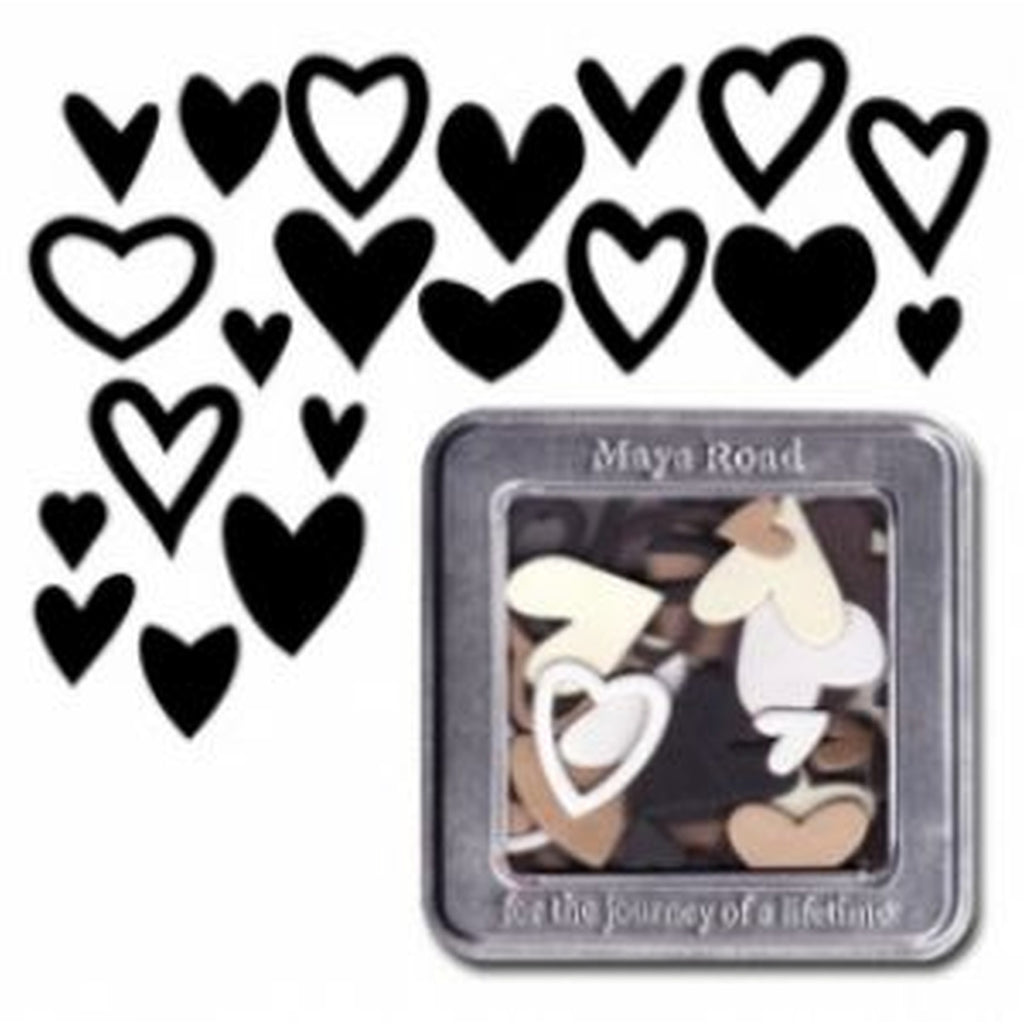 Maya Rd Hearts Neutrals Chipboard Set