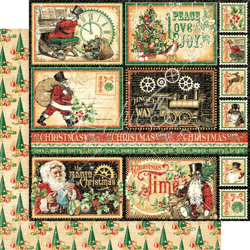 Graphic 45 North Pole Express 12x12 Paper Packs Of 5 Sheets
