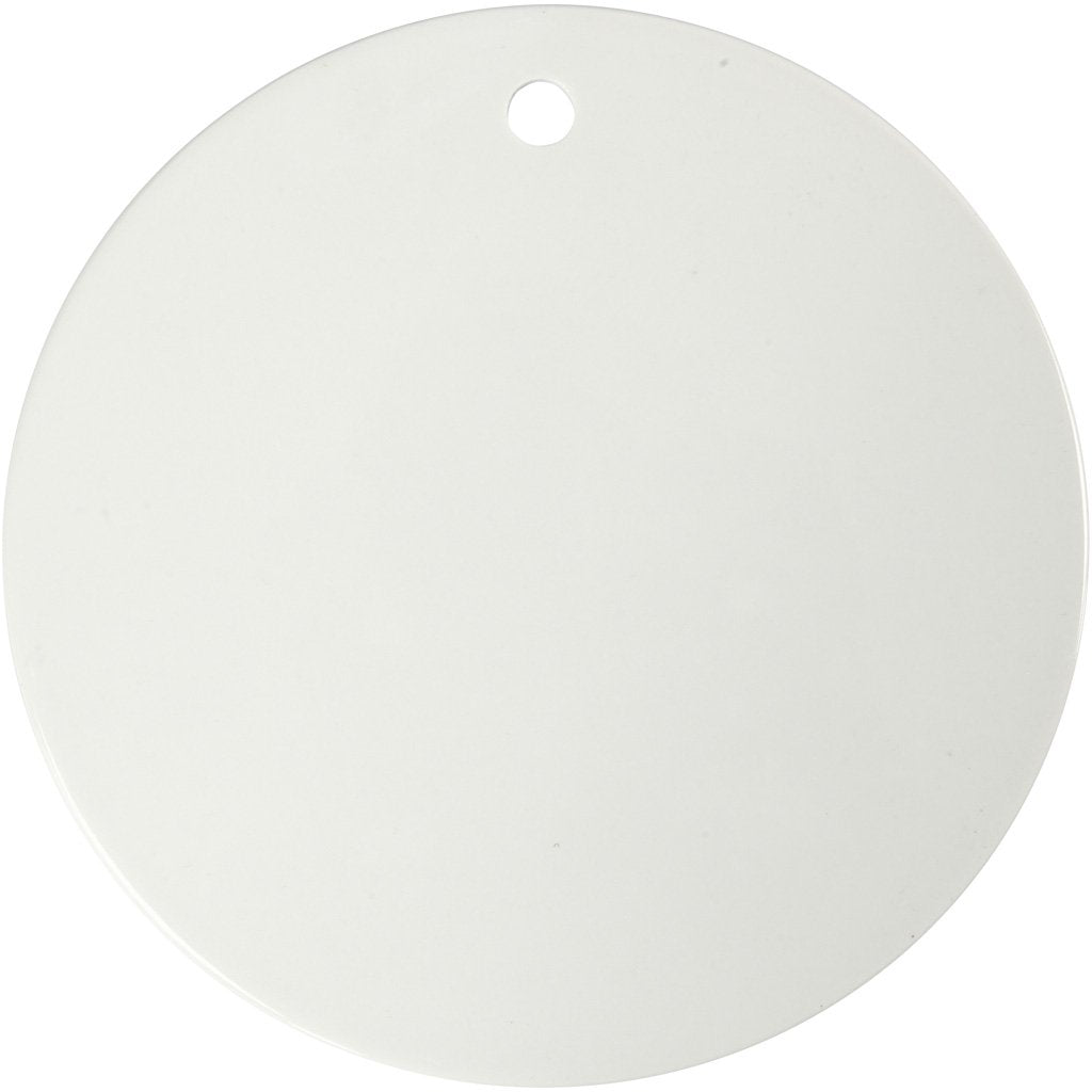 Creativ 20cm Round Glazed Ceramic Plaque With Hole Box Of 10