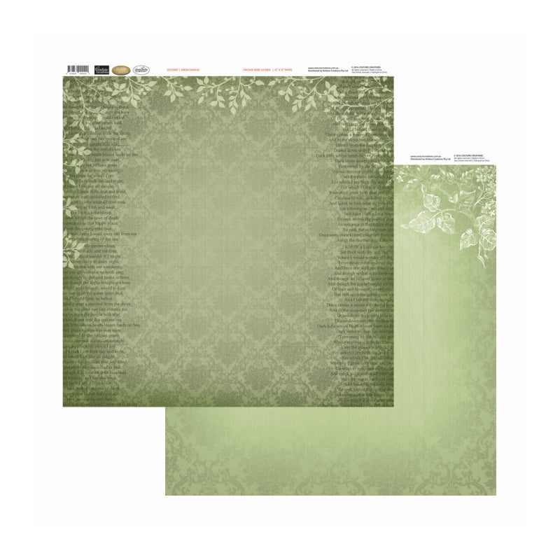 Artdeco Creations Con Green Damask Packs Of 10 Sheets