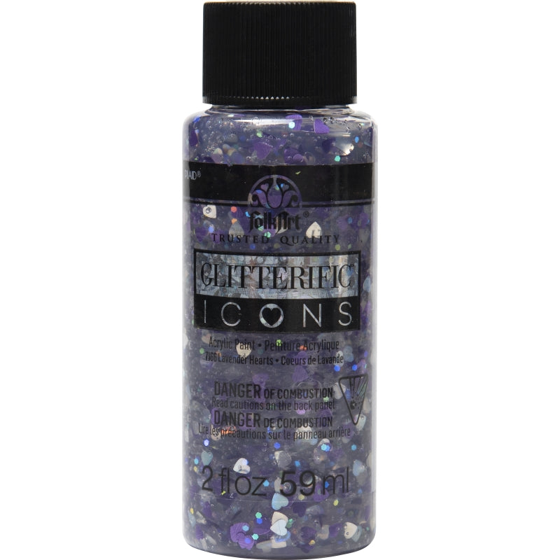 Lavender Hearts Folkart Glitterific Icons - 2oz