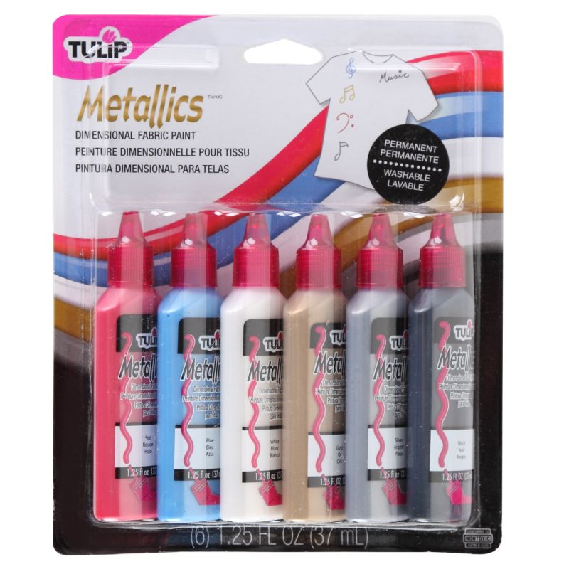 Tulip Puffy Metallic Dimensional Fabric Paint - 6 Pack