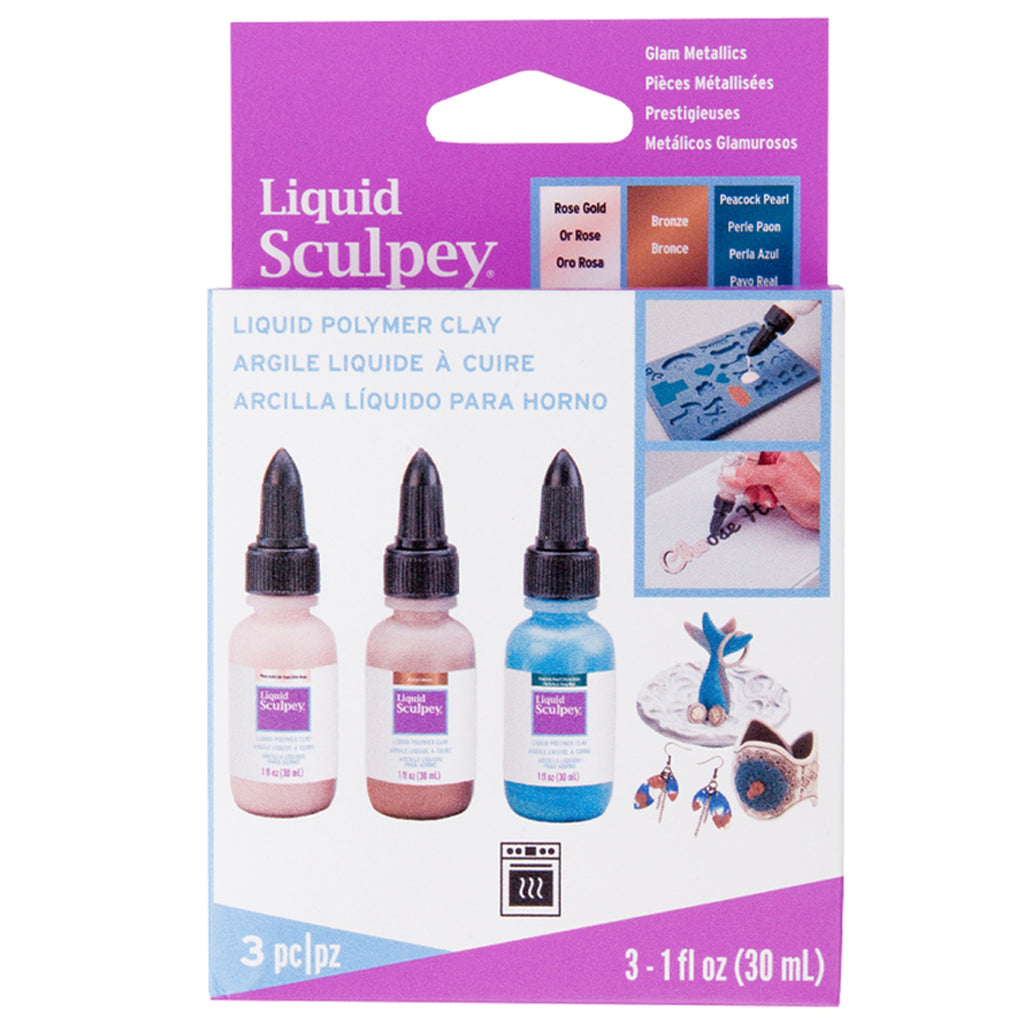 Liquid Sculpey Multipack Glam Metallics, 3 X 1 Fl Oz (29 Ml)