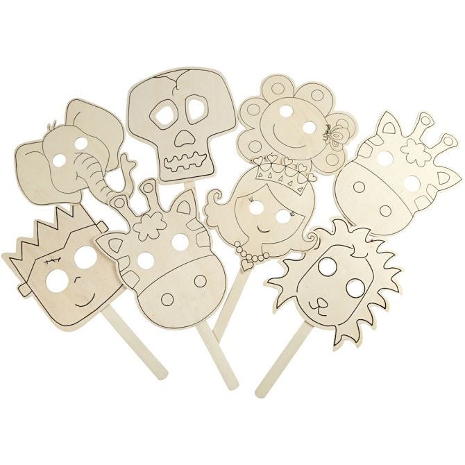 Creativ Children's Wooden Animal Masquerade Masks - 16 Piece