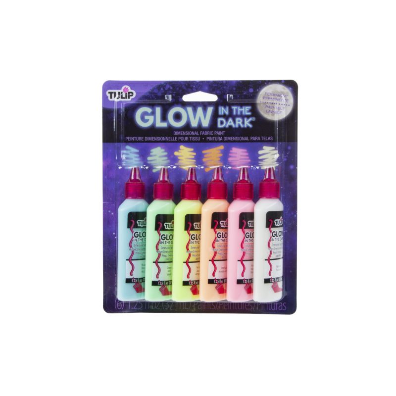 Tulip Glow-in-the-dark Dimensional Fabric Paint 6 Assorted Colours