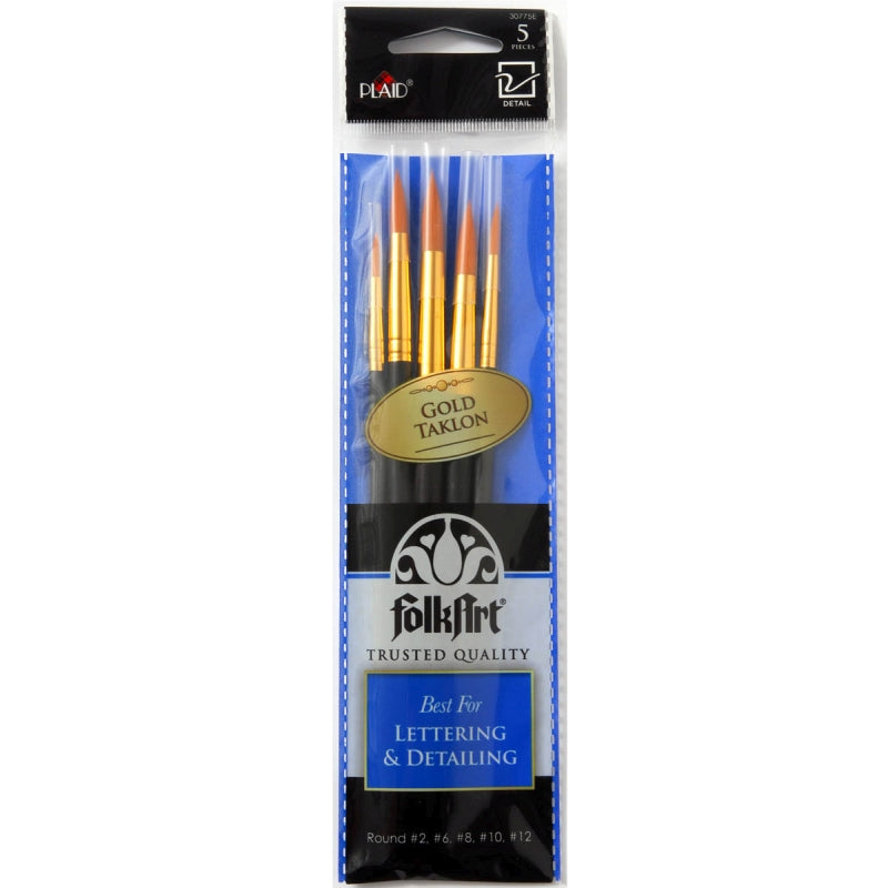 Gold Taklon Detailing Brush Set - 5 Piece