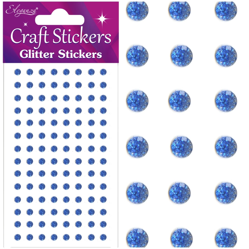 Glitter Gems Craft Stickers - 4mm - Royal Blue - 112 Pieces