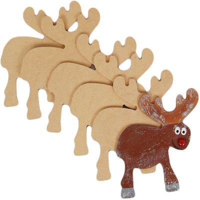 Yart Factory Reindeer Flat Ornament - 6 Pack Mdf