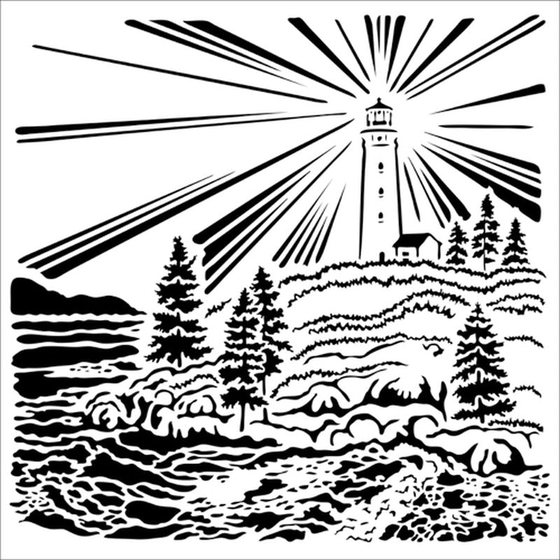 The Crafters Workshop 12x12 Stencil Lighthouse