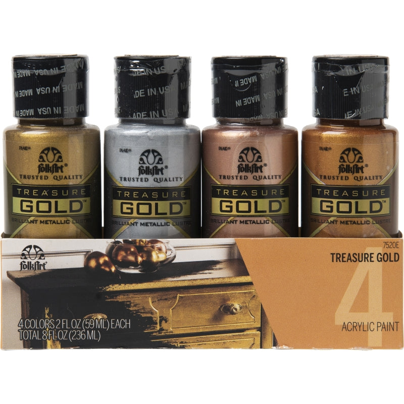 Treasure Gold Paint Set (4 Color) Folkart Paint Sets