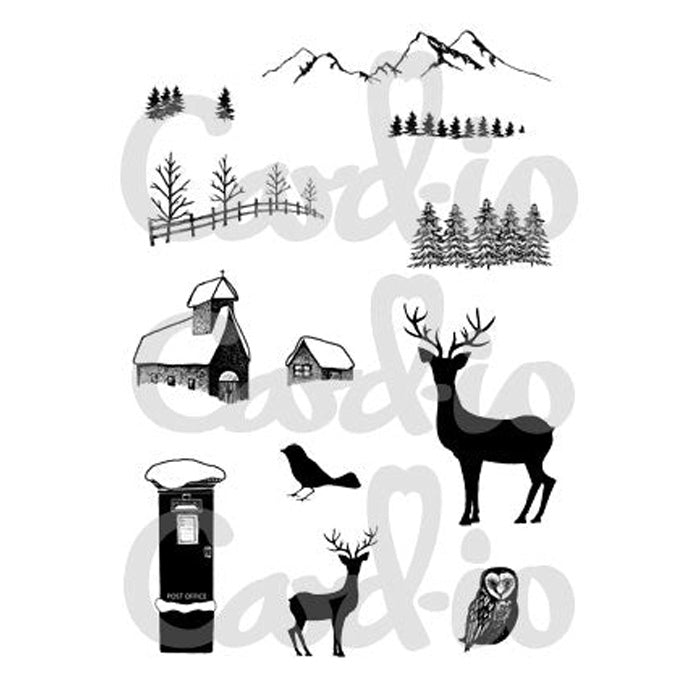 Card-io Christmas Scenery 1 Clear Stamp Set