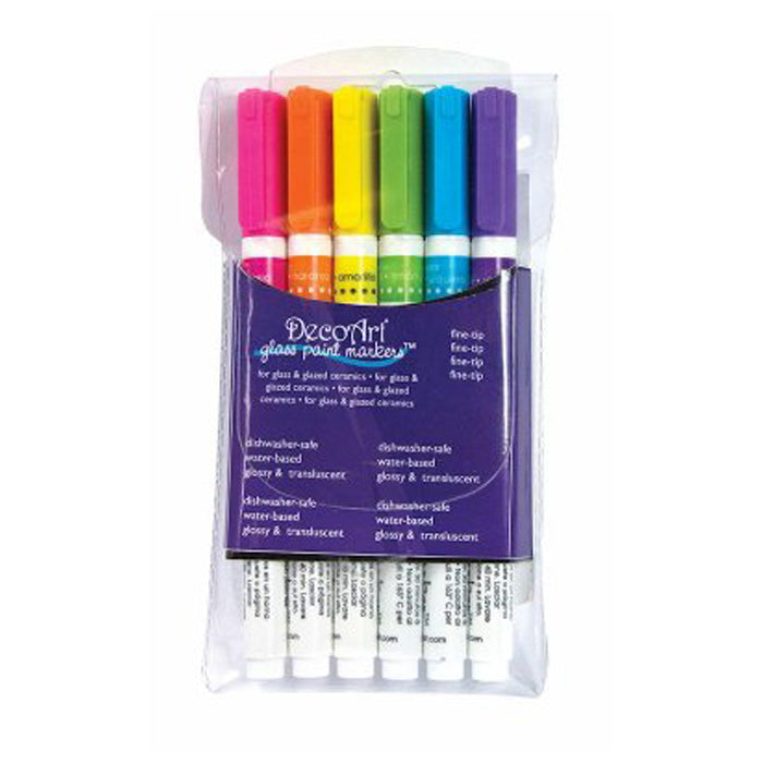 DecoArt Glass Marker - Brights - 6 Pack