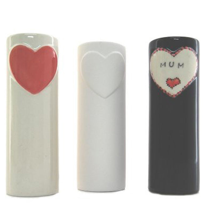 Tubular Heart Vase (Carton Of 8)