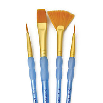 Royal Brush Company Crafters Choice 4pc Golden Taklon Variety 3 Pack