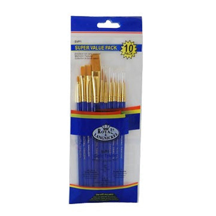 Royal Brush Company Gold Taklon Brush Set Oils Acrylics Watercolours