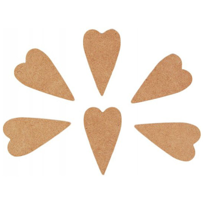 Yart Factory Heart - 3mm Mdf 50x90mm - Pack Of 6