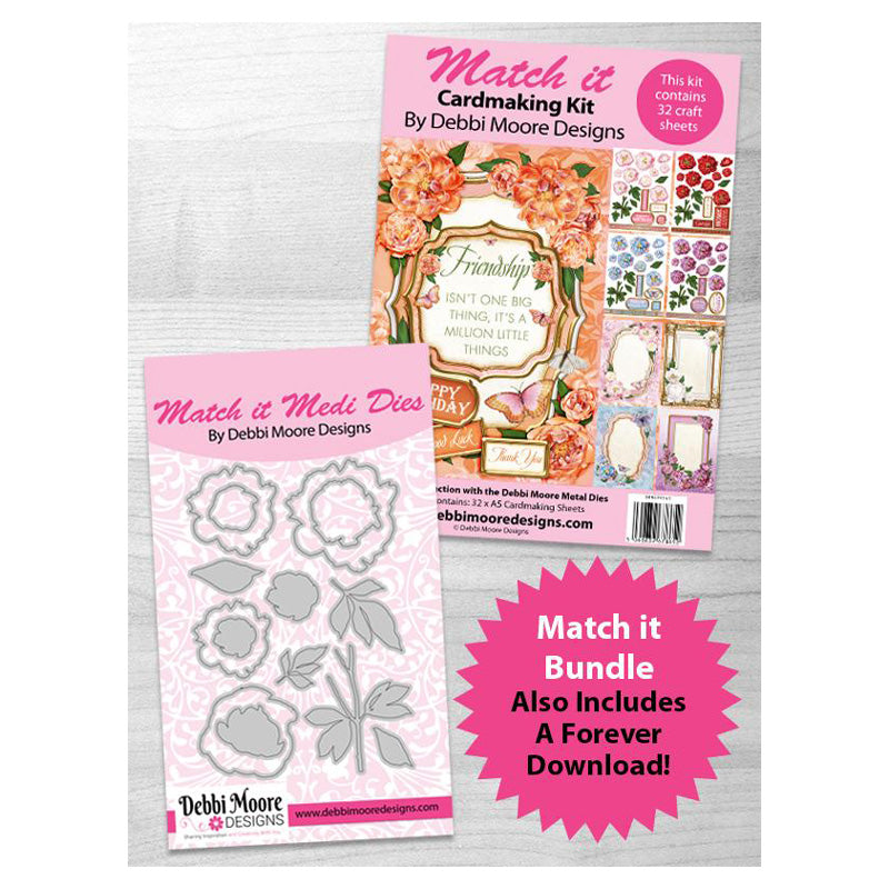 Debbi Moore Designs Match It Medi - Peony Die, Pad, Forever Code Set - Dmmi141-dmmipp141