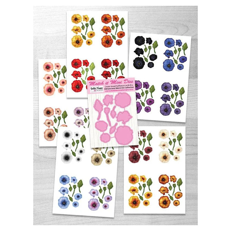 Debbi Moore Designs Mini Match It - Poppy Flower Die And Flower Sheets With Forever Code