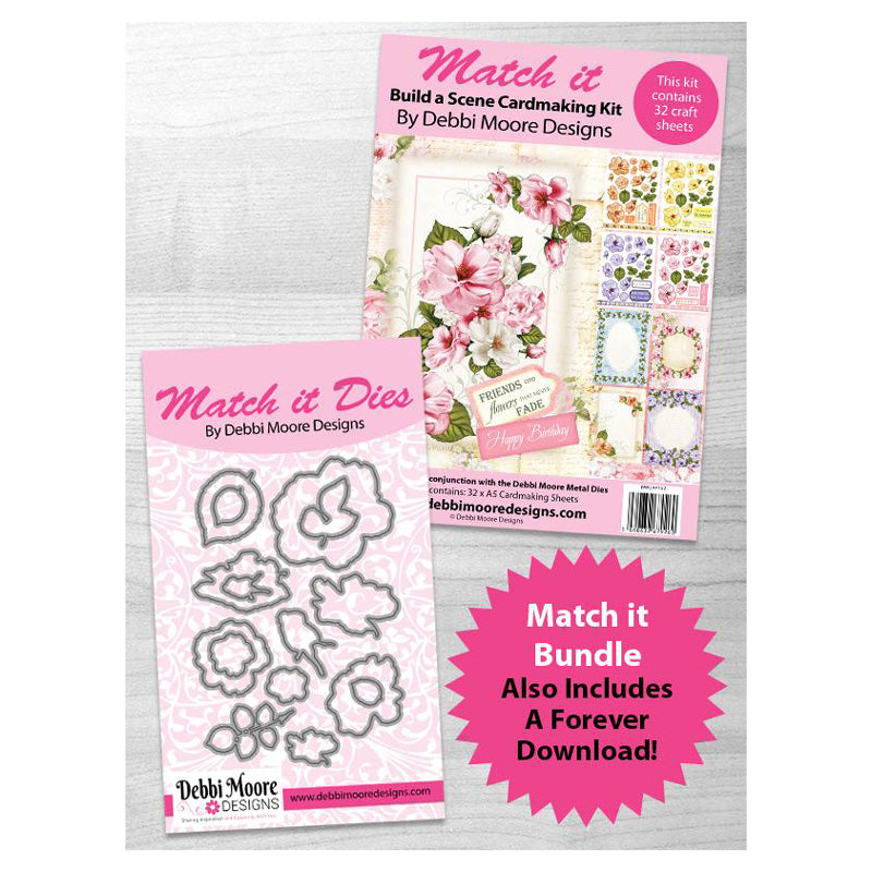 Debbi Moore Designs Match It - Roses In Bloom Die, Pad, Forever Code Set - Dmmi152-dmmipp152