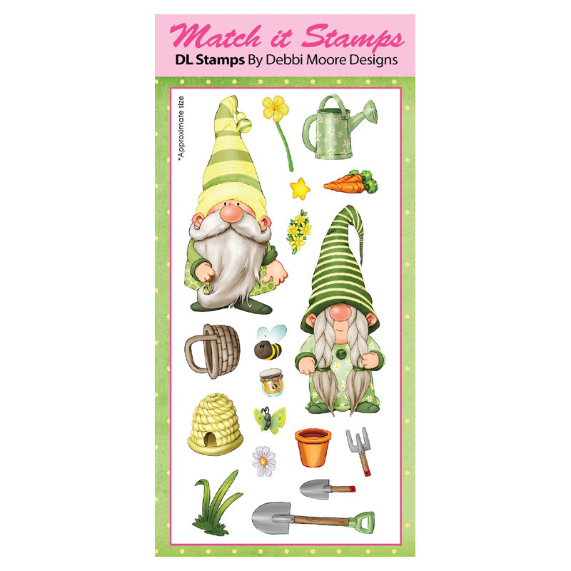 Debbi Moore Designs Gardening Gnomes Match It Rubber Stamp Set