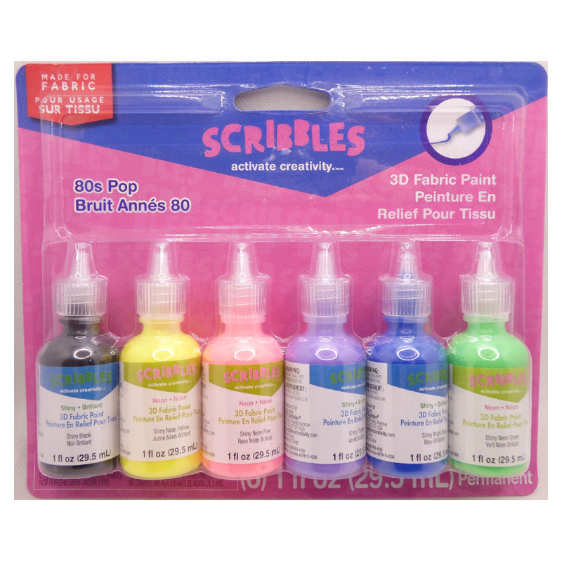 Scribbles 80's Pop 3d Fabric Paint 6 Pack