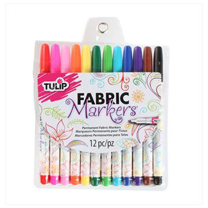 Tulip Rainbow Fine Tip Fabric Markers 12 Colour