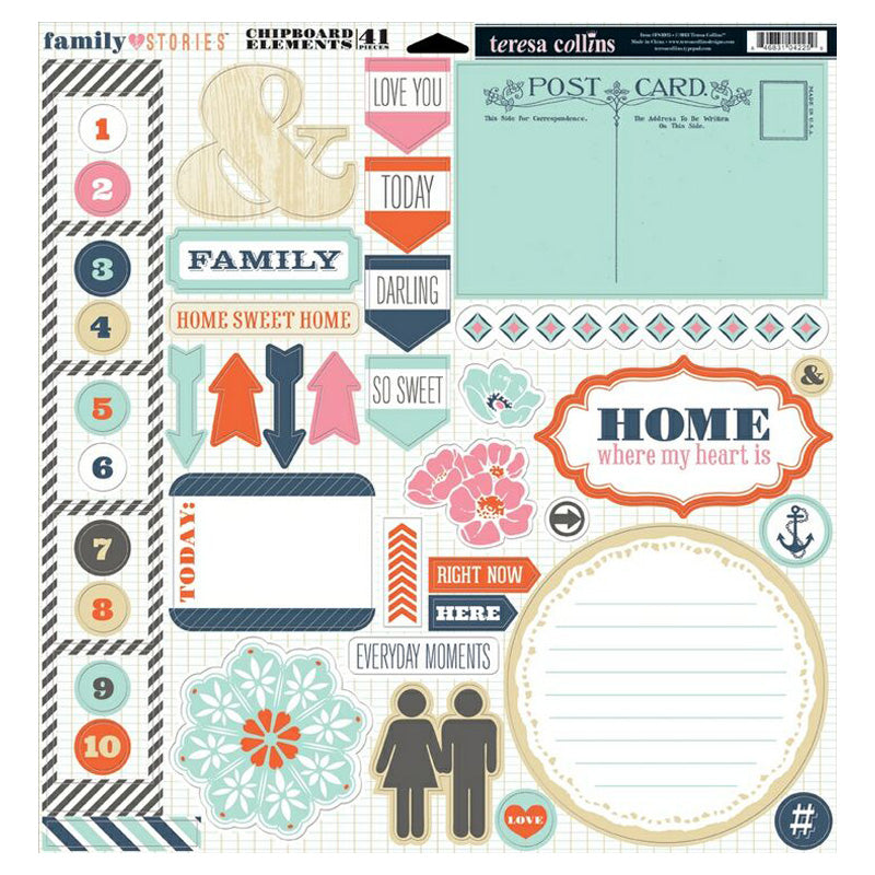 Teresa Collins Designs Family Stories 12x12 Chipboard