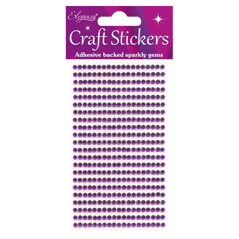 3mm Gems Amethyst Craft Stickers No.38 - 418 Pieces