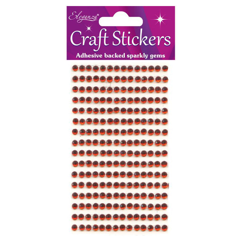 Stickers 4mm Gems Red Craft Stickers No.16 - 240 Pieces