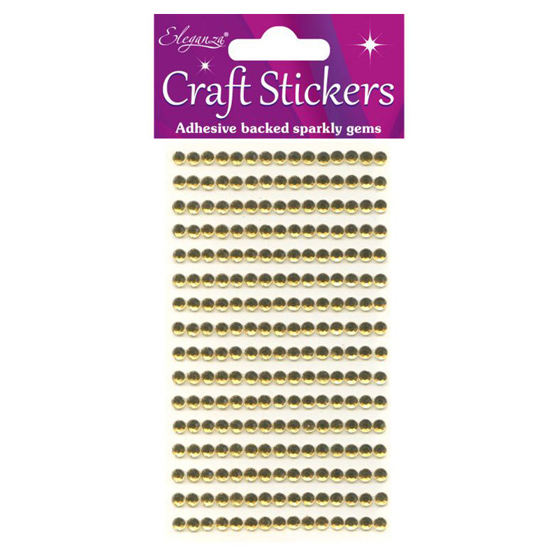 Stickers 4mm Gems Gold Craft Stickers No.35 - 240 Pieces