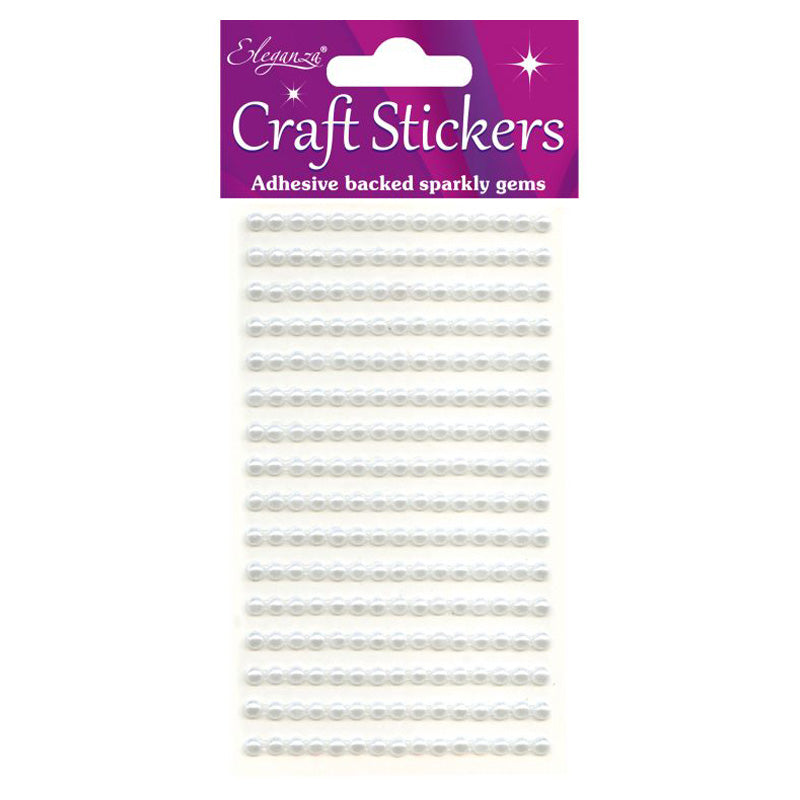 4mm Pearls White Craft Stickers No.01 - 240 Pieces