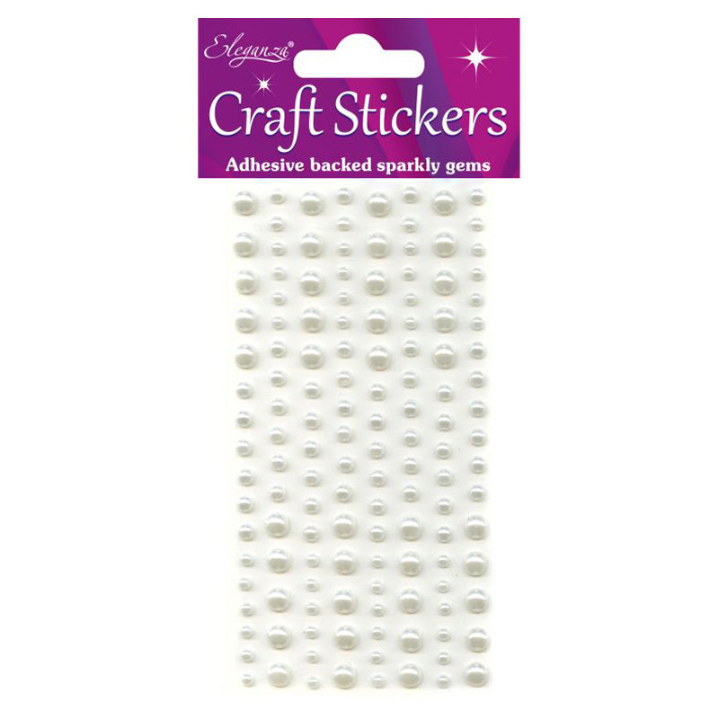 3mm-6mm Pearls Ivory Craft Stickers No.61 - 136 Pieces