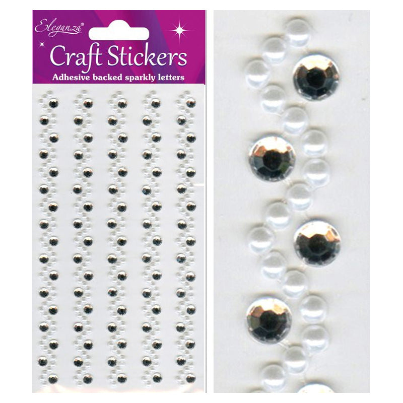 Pearl/diamante Wave Craft Stickers X5 Strips