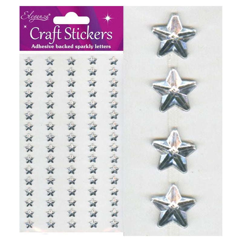 Crafts Stickers Silver Stars X 80