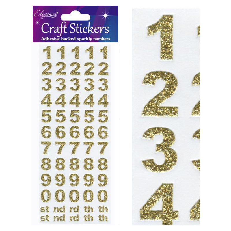 Bold Number Set Gold Craft Stickers No.65