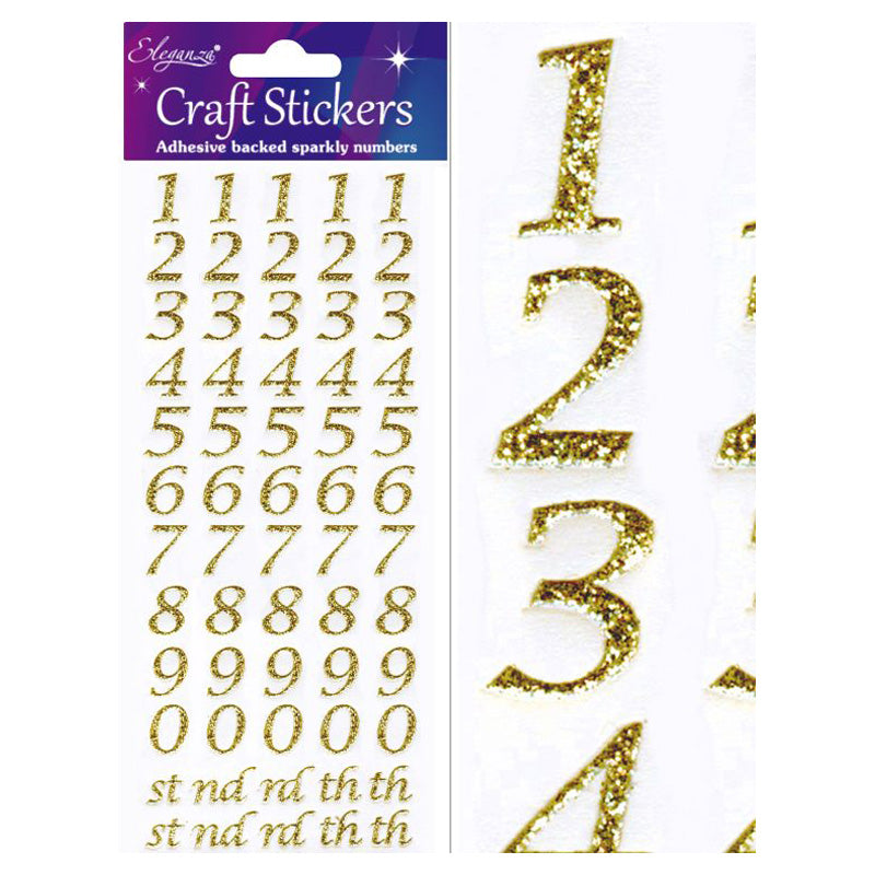 Stylised Number Set Gold Craft Stickers No.65